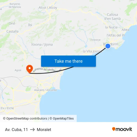 Av. Cuba, 11 to Moralet map