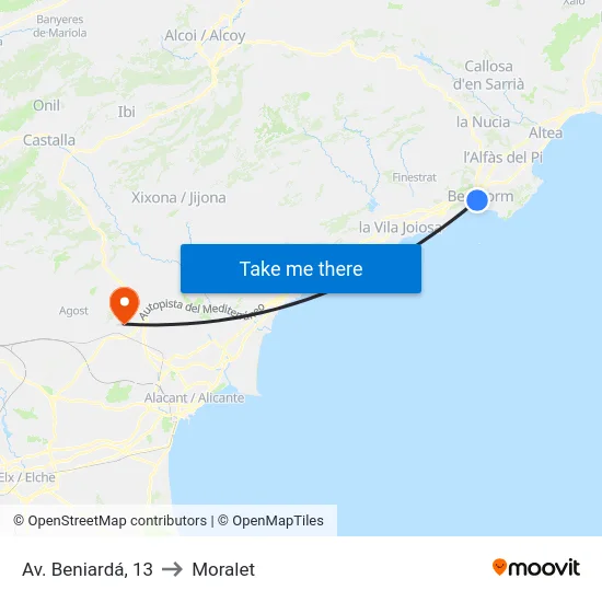 Av. Beniardá, 13 to Moralet map