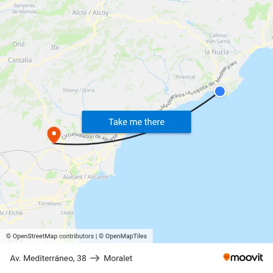Av. Mediterráneo, 38 to Moralet map
