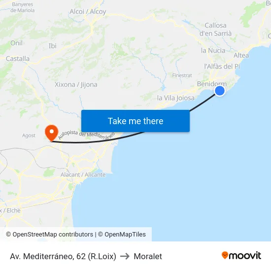 Av. Mediterráneo, 62 (R.Loix) to Moralet map