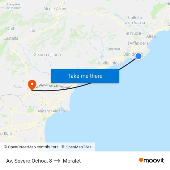 Av. Severo Ochoa, 8 to Moralet map