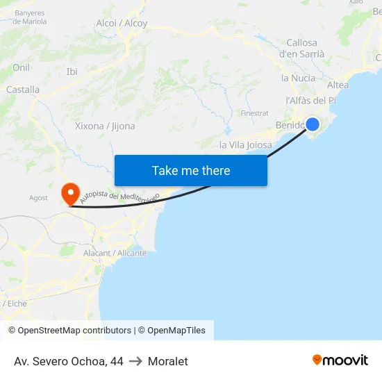 Av. Severo Ochoa, 44 to Moralet map