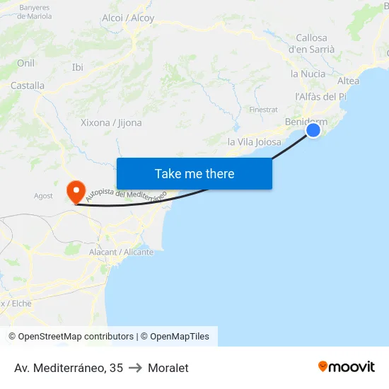 Av. Mediterráneo, 35 to Moralet map