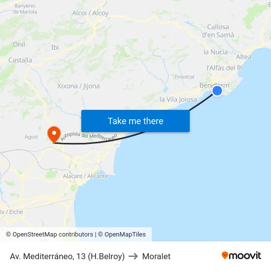 Av. Mediterráneo, 13 (H.Belroy) to Moralet map