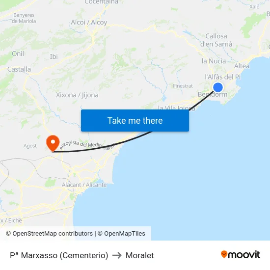 Pª Marxasso (Cementerio) to Moralet map