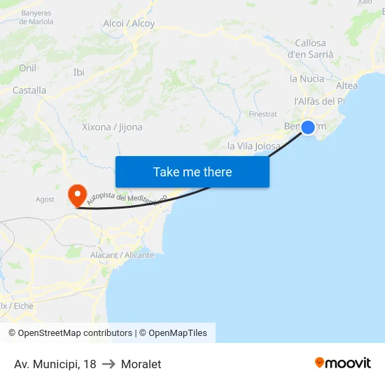 Av. Municipi, 18 to Moralet map