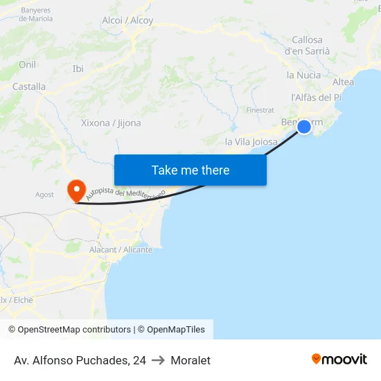 Av. Alfonso Puchades, 24 to Moralet map