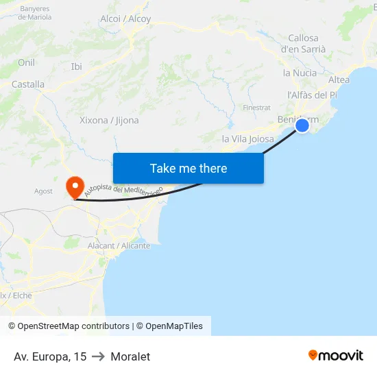 Av. Europa, 15 to Moralet map