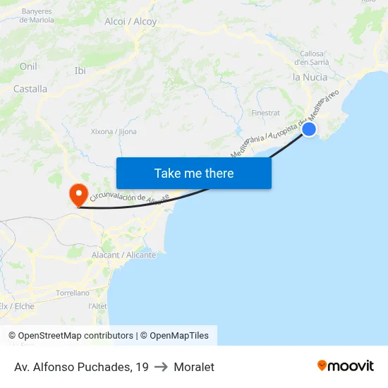 Av. Alfonso Puchades, 19 to Moralet map