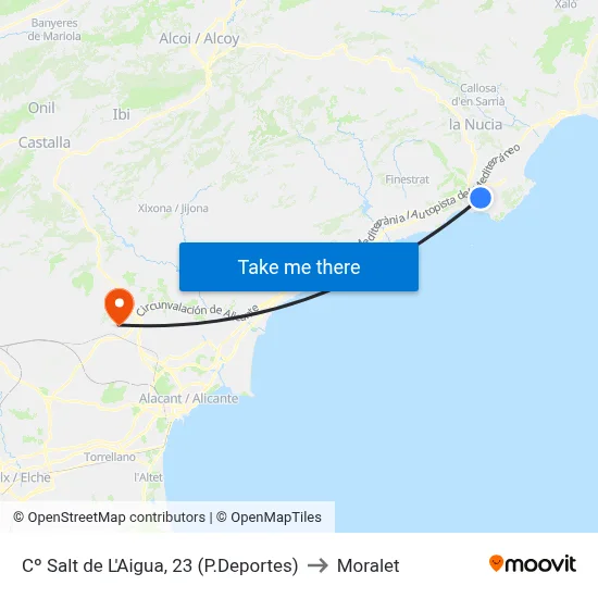 Cº Salt de L'Aigua, 23 (P.Deportes) to Moralet map