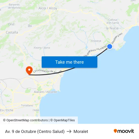 Av. 9 de Octubre (Centro Salud) to Moralet map