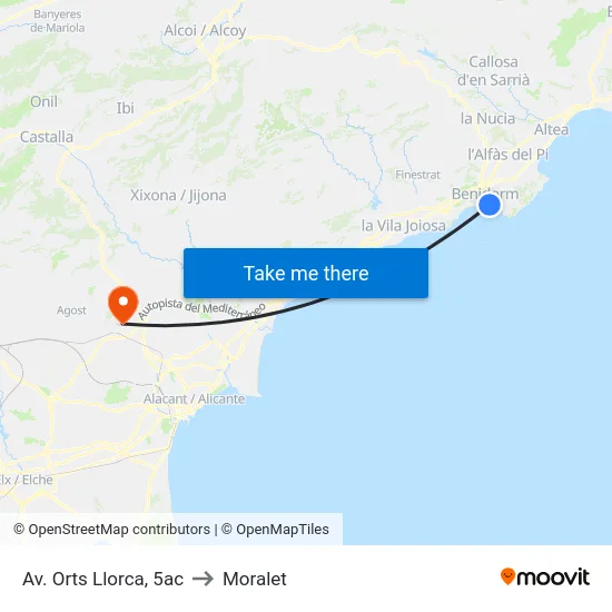 Av. Orts Llorca, 5ac to Moralet map