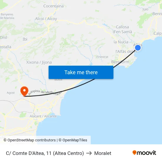 C/ Comte D'Altea, 11 (Altea Centro) to Moralet map