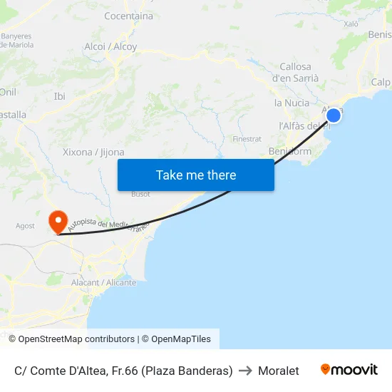 C/ Comte D'Altea, Fr.66 (Plaza Banderas) to Moralet map