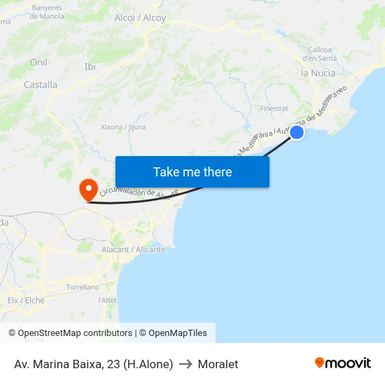 Av. Marina Baixa, 23 (H.Alone) to Moralet map