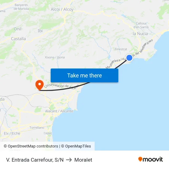 V. Entrada Carrefour, S/N to Moralet map