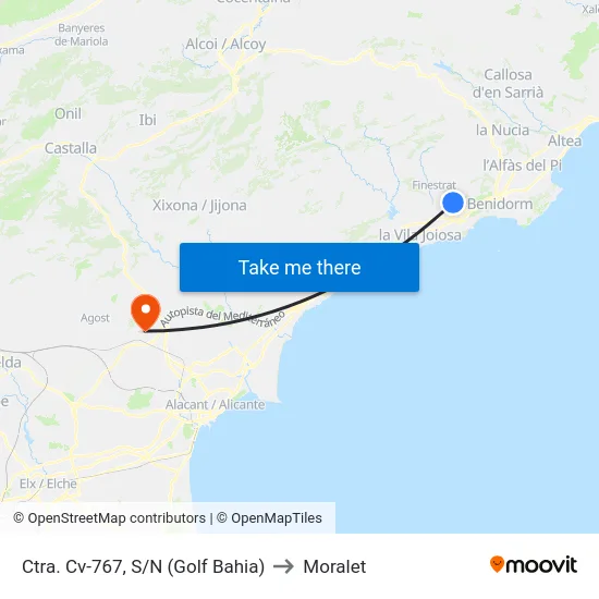 Ctra. Cv-767, S/N (Golf Bahia) to Moralet map