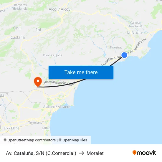 Av. Cataluña, S/N (C.Comercial) to Moralet map