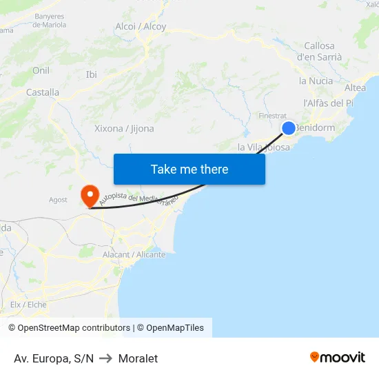 Av. Europa, S/N to Moralet map