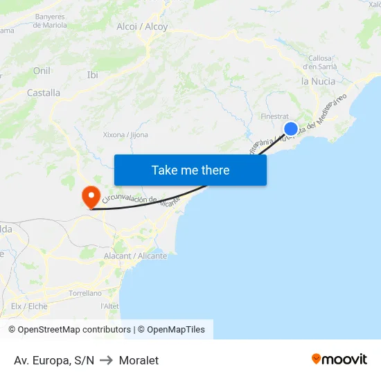 Av. Europa, S/N to Moralet map