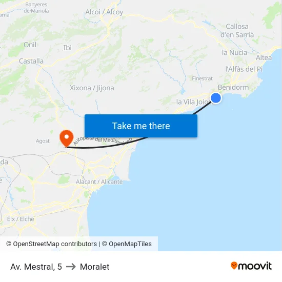 Av. Mestral, 5 to Moralet map