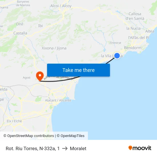 Rot. Riu Torres, N-332a, 1 to Moralet map
