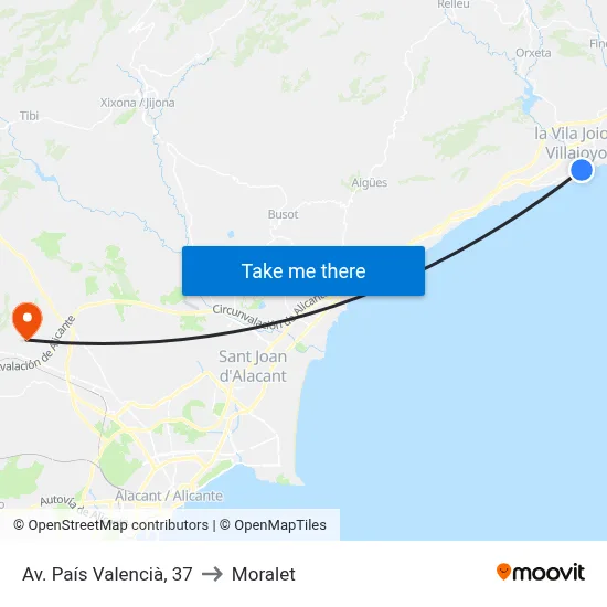 Av. País Valencià, 37 to Moralet map