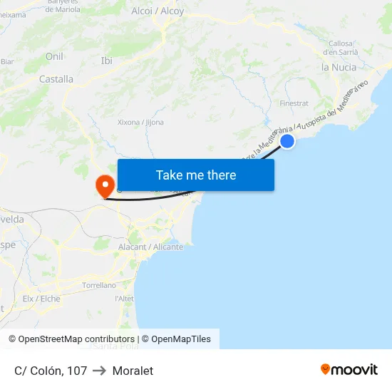C/ Colón, 107 to Moralet map