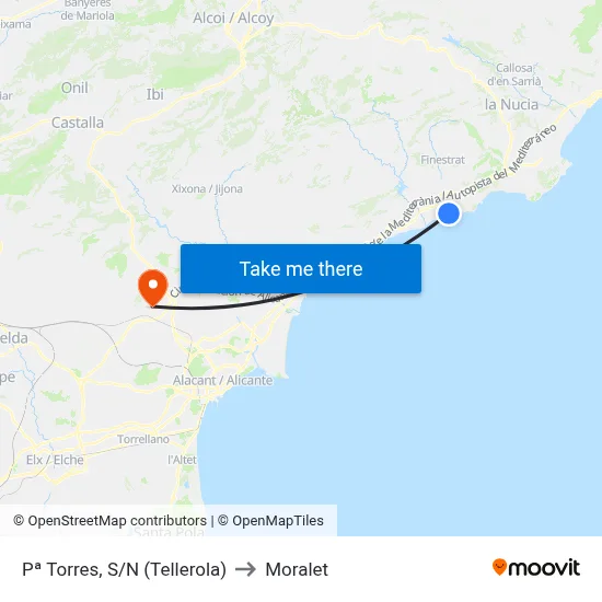 Pª Torres, S/N (Tellerola) to Moralet map