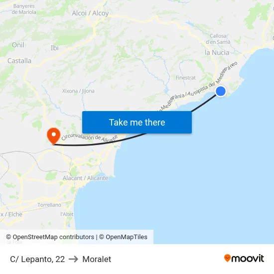 C/ Lepanto, 22 to Moralet map
