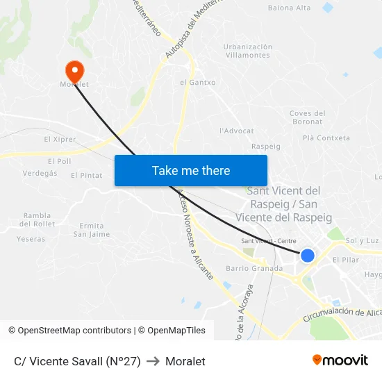 C/ Vicente Savall (Nº27) to Moralet map