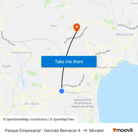 Parque Empesarial -  Germán Bernácer 4 to Moralet map