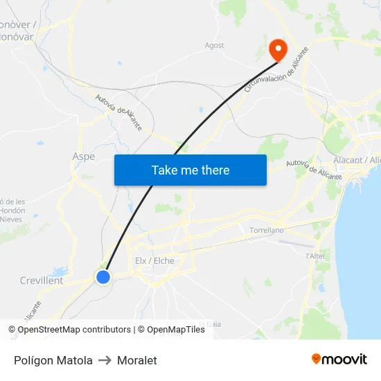 Polígon Matola to Moralet map