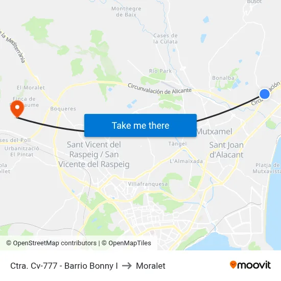 Ctra. Cv-777 - Barrio Bonny I to Moralet map