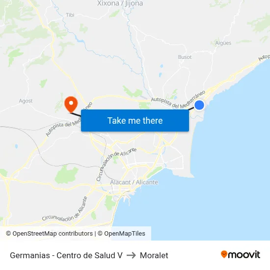 Germanias - Centro de Salud V to Moralet map