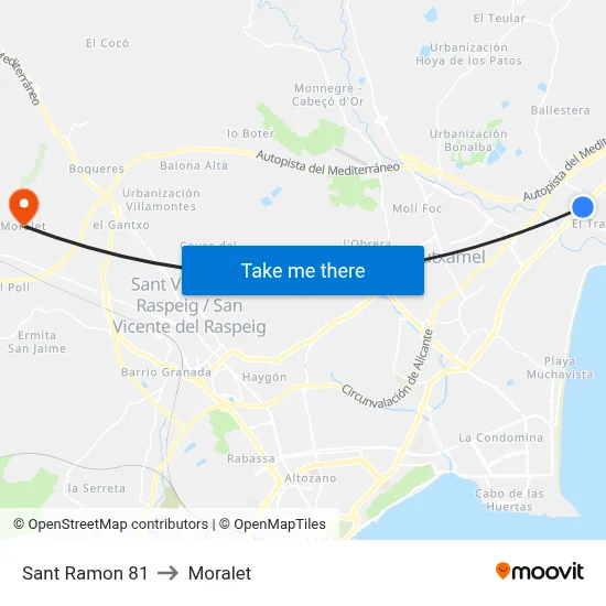 Sant Ramon 81 to Moralet map