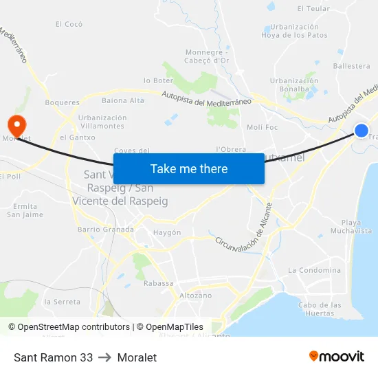 Sant Ramon 33 to Moralet map