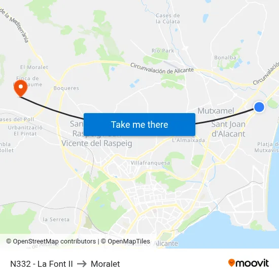 N332 - La Font II to Moralet map