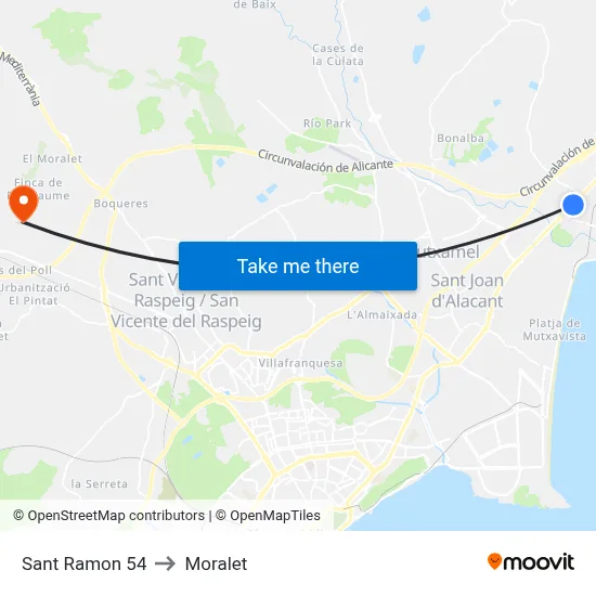 Sant Ramon 54 to Moralet map