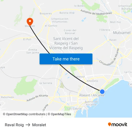 Raval Roig to Moralet map
