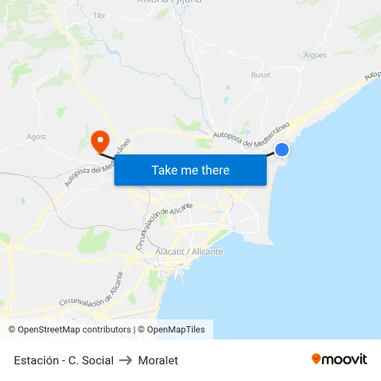 Estación - C. Social to Moralet map