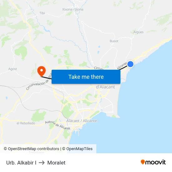 Urb. Alkabir I to Moralet map