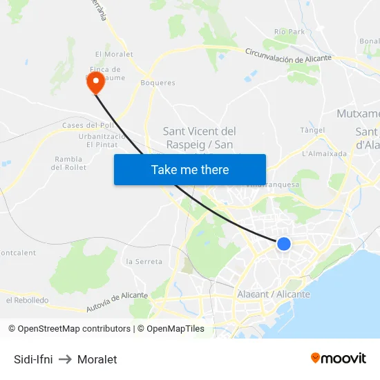 Sidi-Ifni to Moralet map