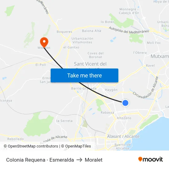 Colonia Requena - Esmeralda to Moralet map