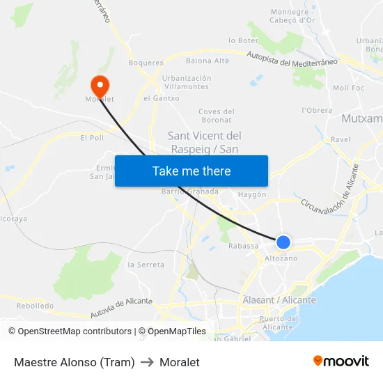 Maestre Alonso (Tram) to Moralet map
