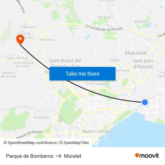 Parque de Bomberos to Moralet map