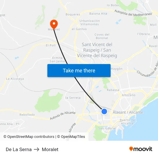 De La Serna to Moralet map