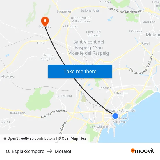 Ó. Esplá-Sempere to Moralet map