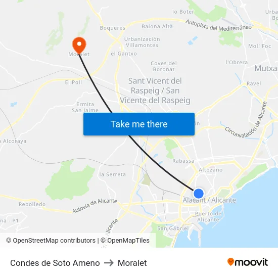 Condes de Soto Ameno to Moralet map