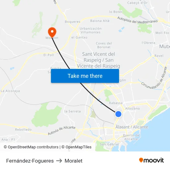 Fernández-Fogueres to Moralet map